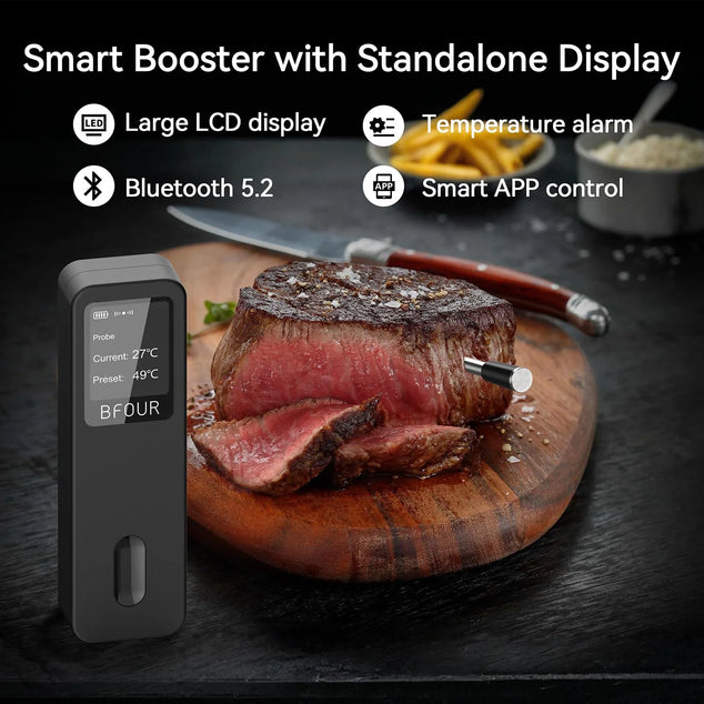 Vleesthermometer, draadloze barbecuethermometer, bluetooth met app, IP67 waterdicht