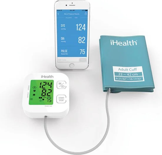 Track KN-550BT - Bloeddrukmeter Bovenarm Hartstichting - Klinisch Gevalideerd - Hartslagmeter - Smartphone App - Onregelmatige Hartslag - WHO Stoplicht Indicator - Manchet 22 - 42 cm