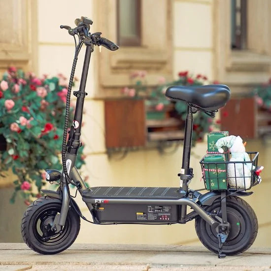 Elektrische scooter met zitje - iScooter F2 - 500W - Actieradius 25-30 km - 36V 7,8Ah - 25 cm - Grijs