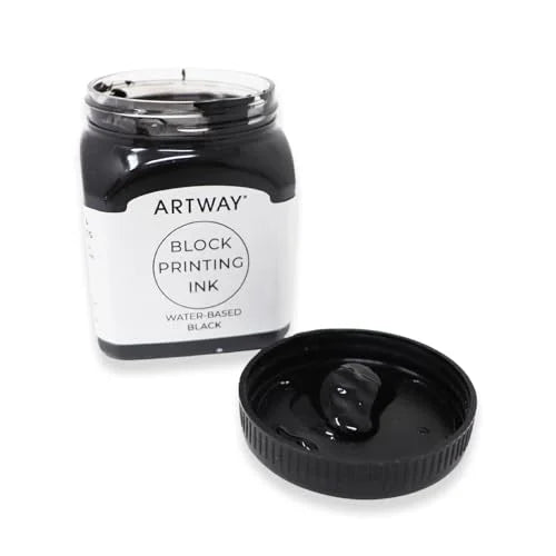 Premium Block Printing Ink – 250ml – Black – Ideal for Relief Block and Lino Printmaking, 250 ml