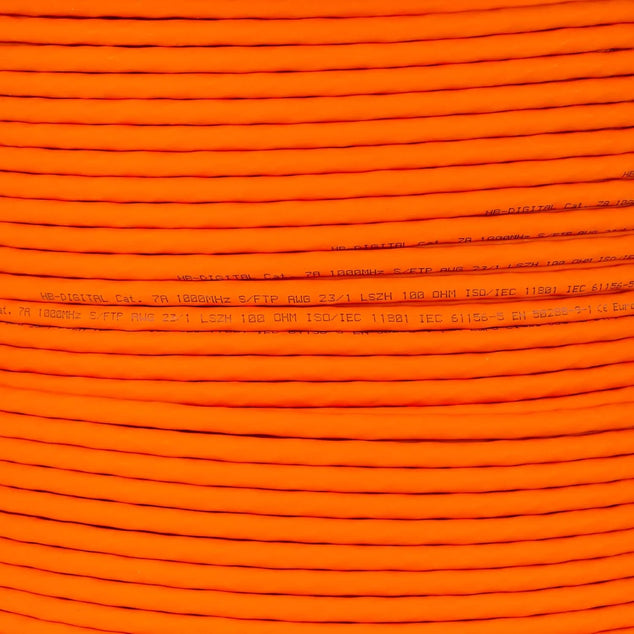 500m cat.7A netwerkkabel LAN-kabel AWG 23/1 Oranje kabel cat 7 koper professionele S/FTP PIMF LSZH halogeenvrij RoHS compliant Cat7a cat.7 een Ethernet-gegevenskabel 10Gbit 1000MHz 10 Gigabit