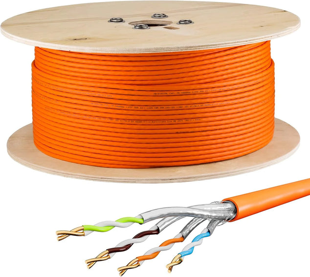 500m cat.7A netwerkkabel LAN-kabel AWG 23/1 Oranje kabel cat 7 koper professionele S/FTP PIMF LSZH halogeenvrij RoHS compliant Cat7a cat.7 een Ethernet-gegevenskabel 10Gbit 1000MHz 10 Gigabit