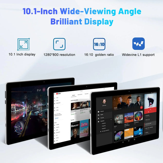 Android Tablet, 10 Inch Tablet Octa-Core 3GB RAM+5GB Virtual+64GB(TF 1TB), Android 14 Tablets 1280x800 HD IPS Wi-Fi 6 Model/Widevine L1/5000mAh/Dual Camera/Face ID Tablets 2024 - White