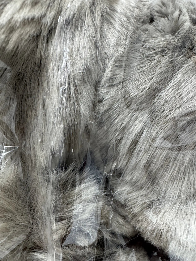 Rib Rabbit Fur Plaid Taupe 240 x 200