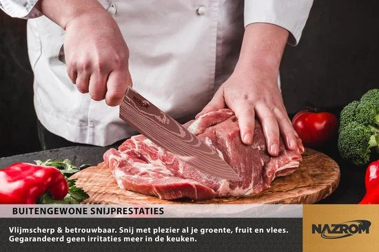 Professioneel Koksmes 20 CM, Inclusief Messenslijper, Mes- en vingerbeschermer
