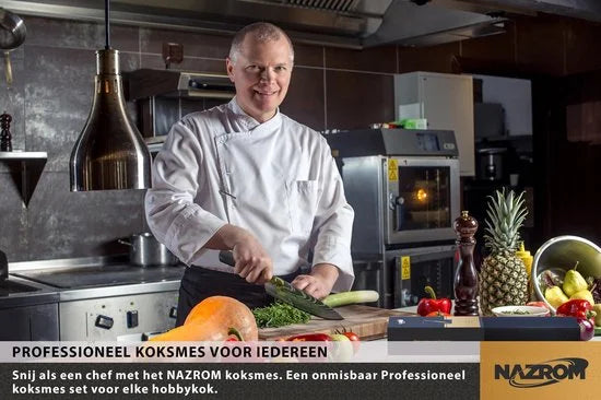 Professioneel Koksmes 20 CM, Inclusief Messenslijper, Mes- en vingerbeschermer