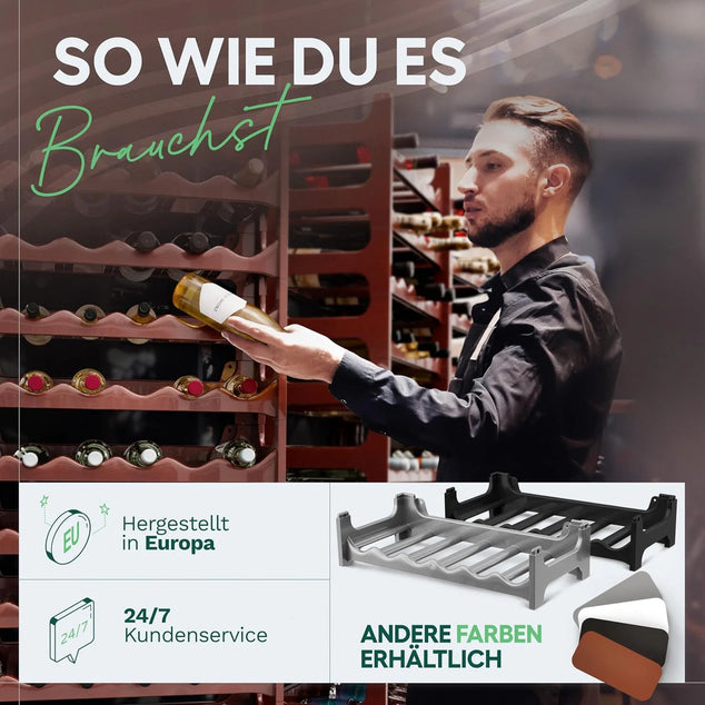 Flessenrek voor 6 flessen, bruin, uitbreidbaar, stapelbaar, drankkast voor flessen, huisdierflessen, wijnrek, plat, wijnopslag, drankopslag, flessenorganizer