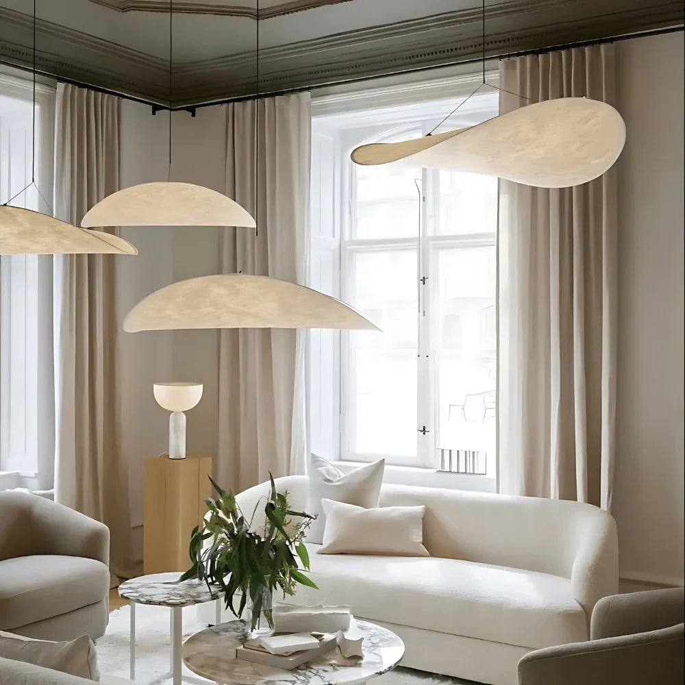 60cm Japandi-hanglamp – 1st - Natuurlijk zijde, boho-design voor de woonkamer, eetkamer of slaapkamer