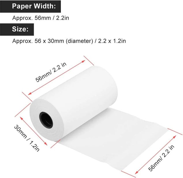 Thermisch papier 56 x 30, thermisch printerpapier, waterdicht, 3 stuks, geschikt voor peripage-printer Merk: Annadue