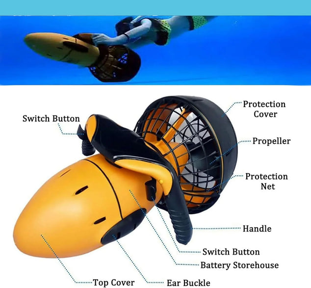 500w Elektrische Onderwaterzeescooter Handheld Onderwaterbooster 3,7 Mph Waterdichte Onderwaterpropeller met Dubbele Snelheid voor Watersport Zwembad Duiken Snorkelen Zee-Avonturen