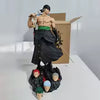 50cm Anime Draagbaar Mes Roronoa Zoro 5 Uitwisselbare Koppen Beeldje Model Figuur Collectible Decoratie Speelgoed Cadeau