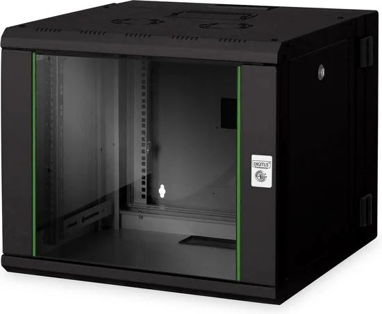 DN-19 09-U-3-SW 19inch-wandkast (b x h x d) 600 x 509 x 600 mm 9 HE, Zwart