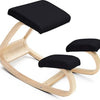 Kniestoel - Ergochair - Ergonomische werkkruk en Bureaustoel - Werkkruk - Max 130 kg - Naturel Hout, Zwart Linnen