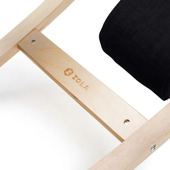 Kniestoel - Ergochair - Ergonomische werkkruk en Bureaustoel - Werkkruk - Max 130 kg - Naturel Hout, Zwart Linnen