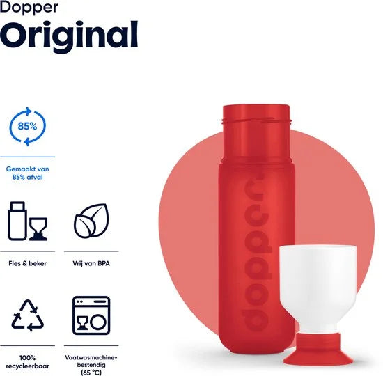 Original Drinkfles Simply Red - 450 ml - BPA-vrij - vaatwasserbestendig - Met reclamedruk