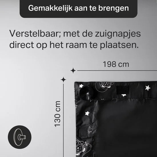 Sleeptight draagbaar verduisteringsgordijn met zuignapjes, verstelbaar en lichtgewicht, groot, 130 x 198 cm