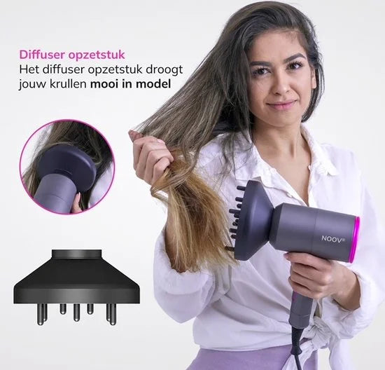 NOOV Föhn - Haardroger - Föhn Met Diffuser - 3 Warmtestanden - Ionentechnologie - 3 Blaasmonden
