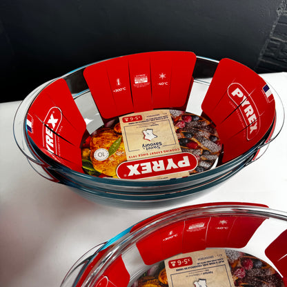 Konvolut – Pyrex-Auflaufformen 28 x 20 cm (2,5 l) und 33 x 20 cm (4,1 l) + Deckel