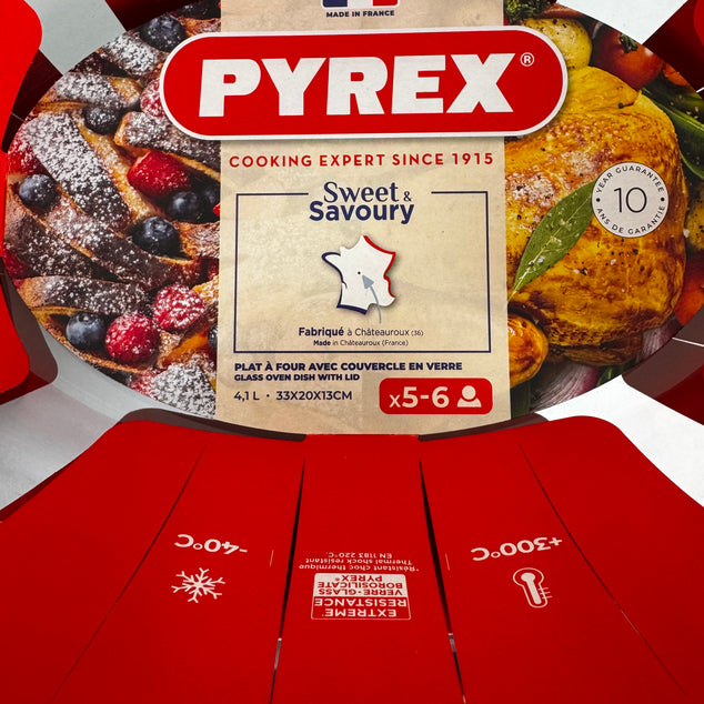 Konvolut – Pyrex-Auflaufformen 28 x 20 cm (2,5 l) und 33 x 20 cm (4,1 l) + Deckel