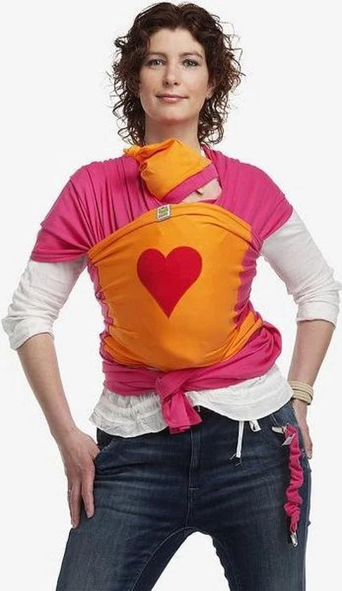0 - Bykay - ByKay Draagdoek Design Fuchsia/ Oranje/ Hart Rood - Small