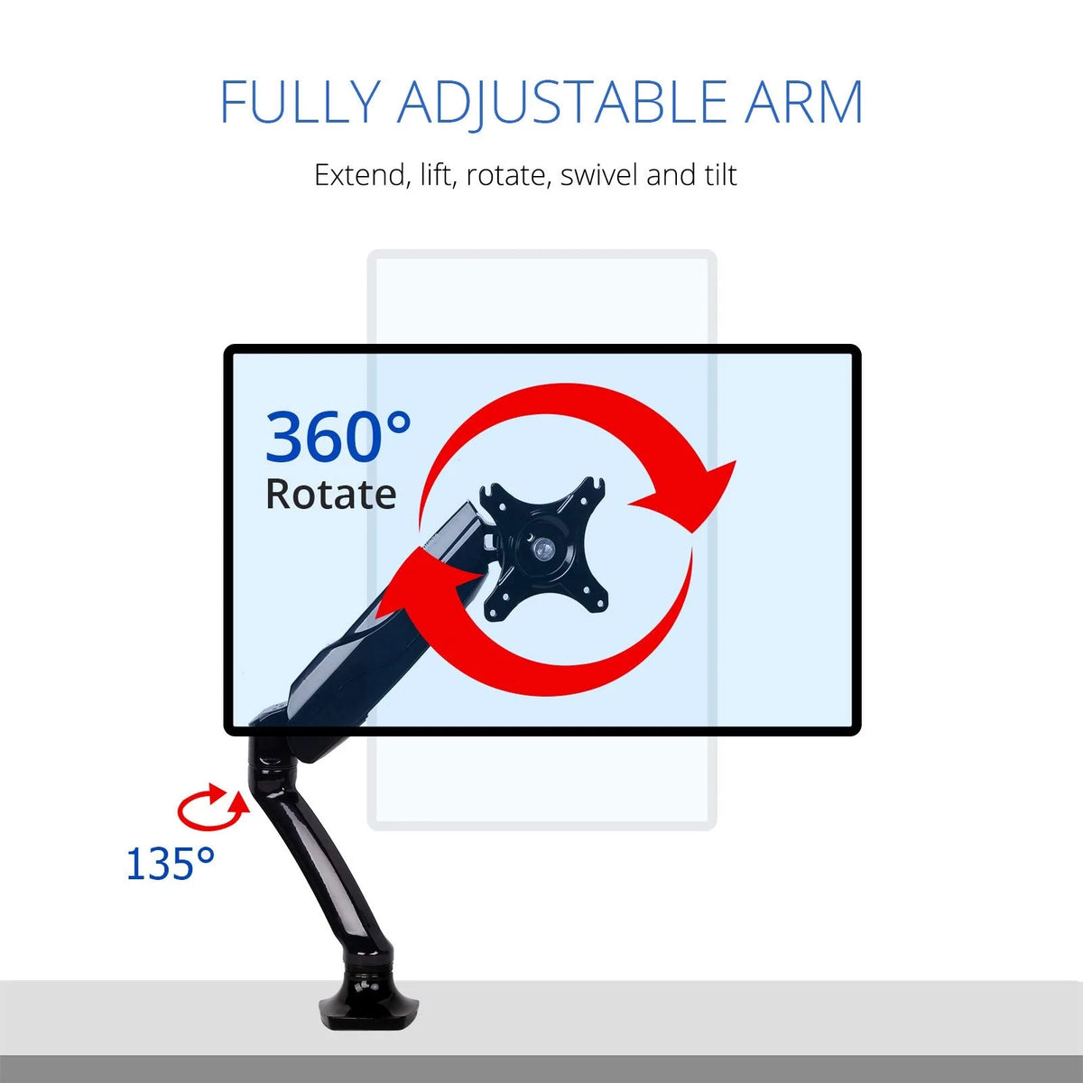 Fleximounts F6 Gas Pressure 10 - 30 Inches (25 - 76 cm) Table Mount Monitor Holder