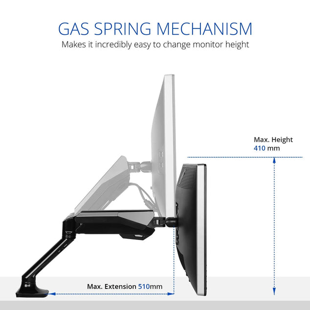 Fleximounts F6 Gas Pressure 10 - 30 Inches (25 - 76 cm) Table Mount Monitor Holder