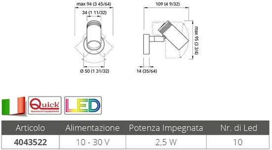 Quick 12/24V LED Leeslamp JACOB met Schakelaar