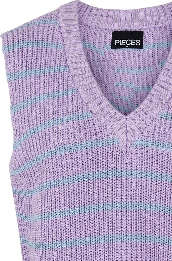 Pieces Trui Pcoliviana V-neck Knit Vest Bc 17122051 Lavendula/kentucky Blue Dames Maat - L
