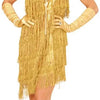 Gouden charleston jurk met haarband en halsband-Maat:XL