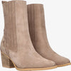 Tango | Ella square 9-e taupe suede western ankle boot - natural heel/sole | Maat: 38