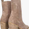 Tango | Ella square 9-e taupe suede western ankle boot - natural heel/sole | Maat: 38