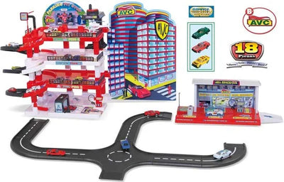 Pit-Stop Garage - Garage - Met Tankstation, Circuit, 3 Auto's en een Helikopter