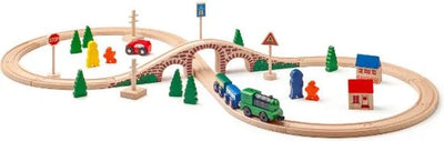 Woody Toys houten treinset met electrische locomotief