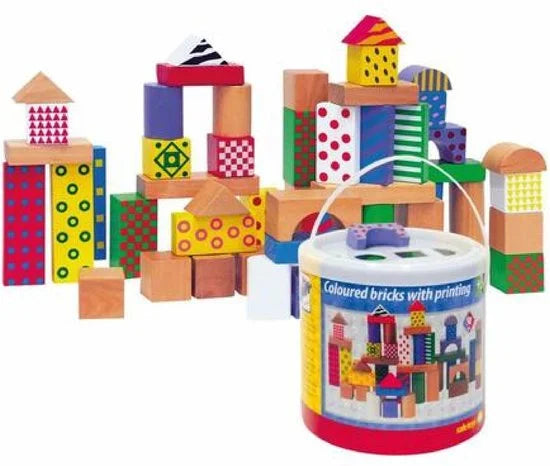 Woody 50 houten blokken stip/streep90906