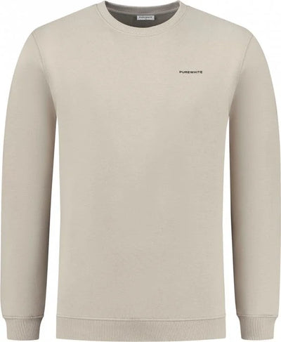 Purewhite - Heren Regular fit Sweaters Crewneck LS - Taupe - Maat S