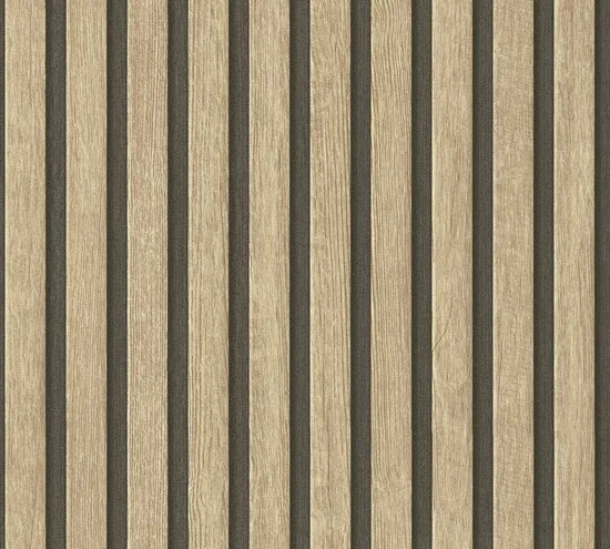 LATTENWAND BEHANG | 3D Effect - zwart bruin - A.S. Création PintWalls II