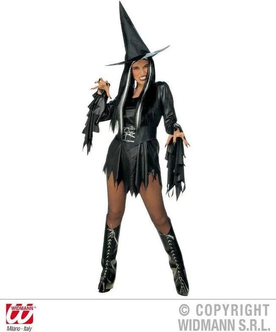 Widmann - Heks & Spider Lady & Voodoo & Duistere Religie Kostuum - Dark Spicy Witch Kostuum Vrouw - Zwart - XL - Halloween - Verkleedkleding