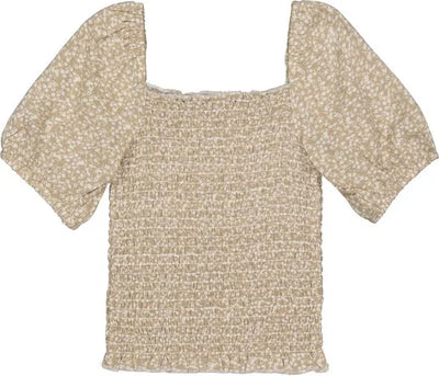 Meisjes t-shirt - Dess - AOP Creme bloemen
