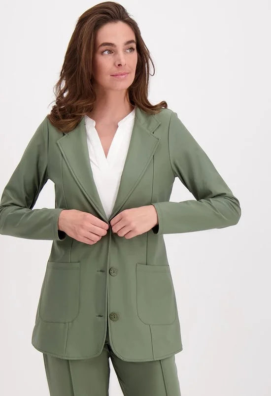 Groene Blazer van Je m'appelle - Dames - Travelstof - Maat 38 - 3 maten beschikbaar