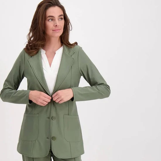 Groene Blazer van Je m'appelle - Dames - Travelstof - Maat 38 - 3 maten beschikbaar