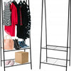 Kledingrek - Schoenenrek - Met twee planken - Voor kleding - Kleding ophangen - Zwart - Metaal