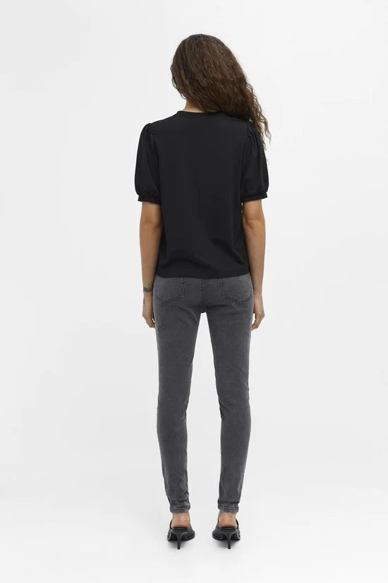 Object Objcaroline S/s Top Tops & T-shirts Dames - Shirt - Zwart - Maat M
