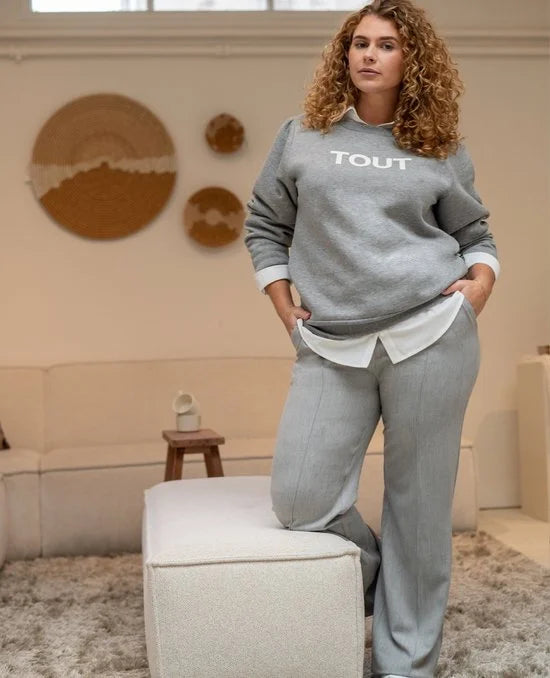 Grijze Broek/Pantalon van Je m'appelle - Dames - Plus Size - 46 - 3 maten beschikbaar