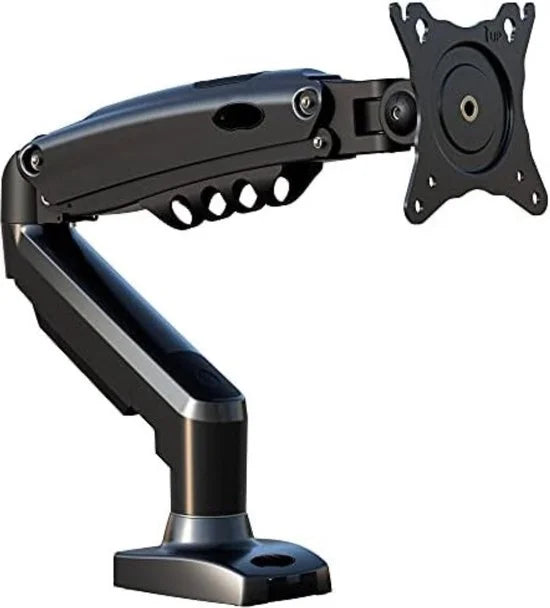 Monitorsteun voor schermen van 19-32 inch, VESA 75 en 100 mm standaard met enkele arm Bureauklem, in hoogte verstelbaar met kantelen, draaien, rotere