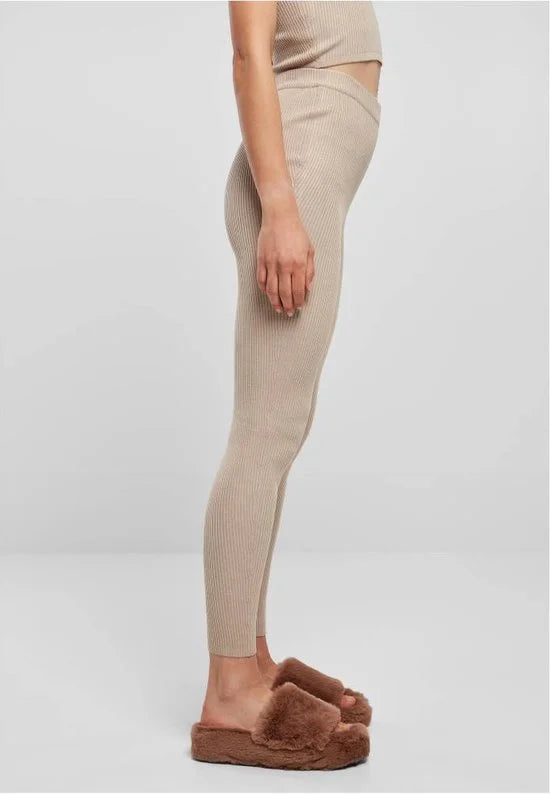 Urban Classics - Rib Knit Legging - M - Beige
