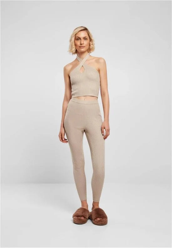 Urban Classics - Rib Knit Legging - M - Beige