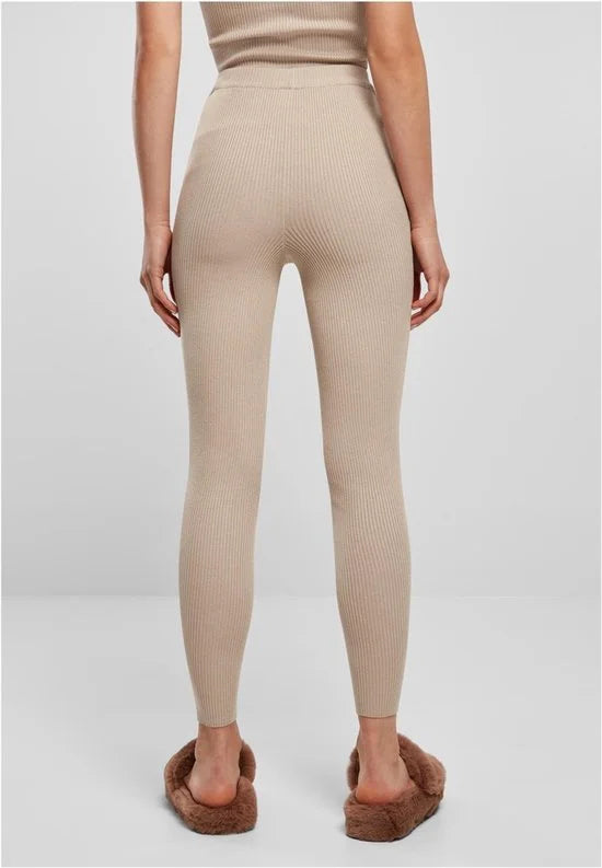 Urban Classics - Rib Knit Legging - M - Beige
