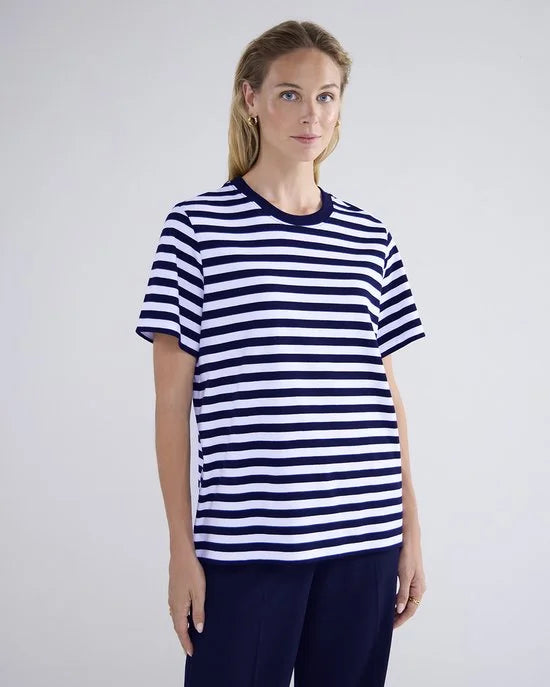 Summum - Shirt Donkerblauw Summum Short Sleeve Top Classic Cotton Tee T-shirts Donkerblauw Lyon-30645