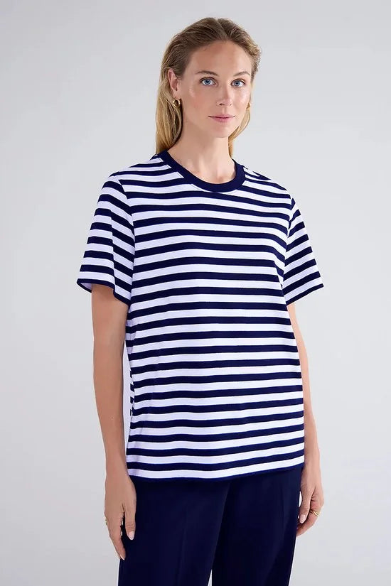 Summum - Shirt Donkerblauw Summum Short Sleeve Top Classic Cotton Tee T-shirts Donkerblauw Lyon-30645