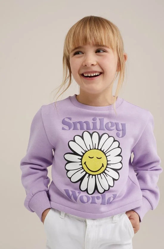 WE Fashion Meisjes SmileyWorld®-sweater met opdruk